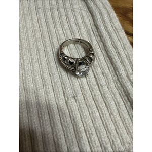 Kabana Sterling Silver 925 Cubic Zirconia large gemstone CZ DQ Ring Size 5.5 *